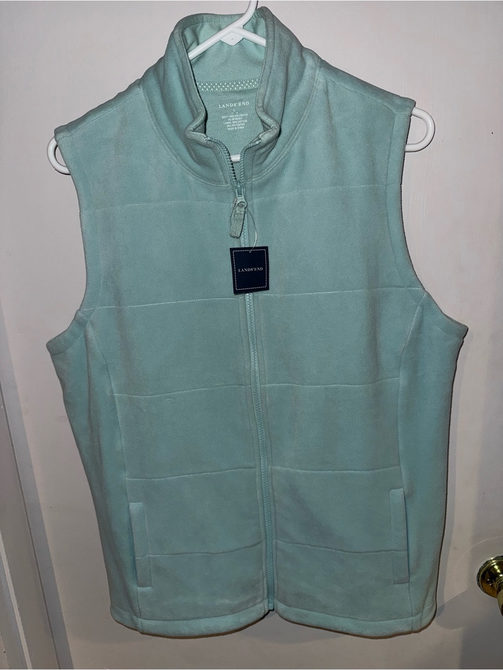 Lands' End Sea Grass Light Green  Women's Fleece Vest size Large NWT